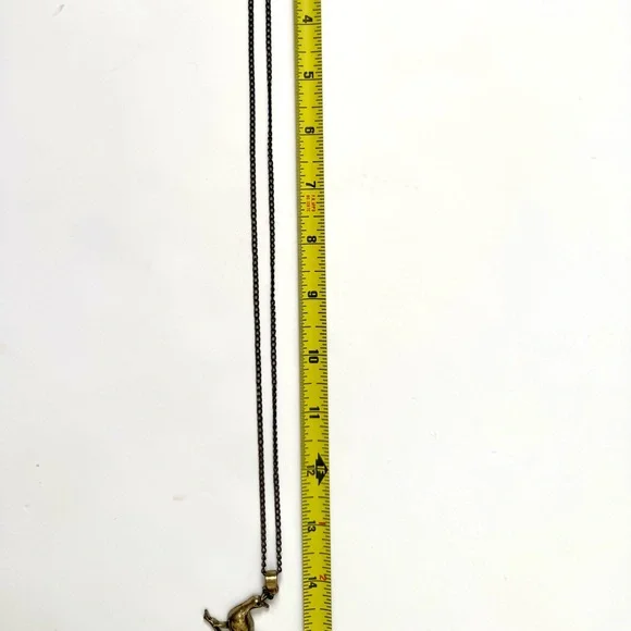 Oversized Peacock Pendant Necklace Green Stone Antique Brass Boho - Picture 4 of 5